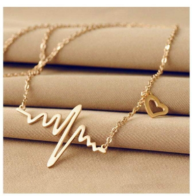 Picture of Whimsical Trendsetter -Upscale Living -Heartbeat Necklace ECG Necklace Delicate Minimalist for girl r women- Inventive Choice