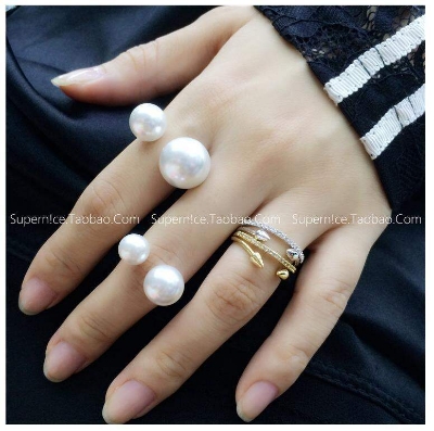 Picture of 2 Pieces Indispensable -Korean Pearl Ring Female Fashion Opening Adjustable Size Wild Simple Personality Ring Jewelry- Innovative