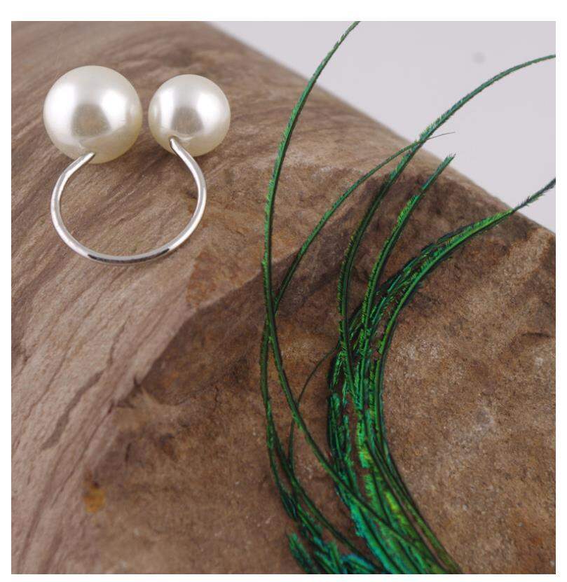 Picture of 2 Pieces Indispensable -Korean Pearl Ring Female Fashion Opening Adjustable Size Wild Simple Personality Ring Jewelry- Innovative