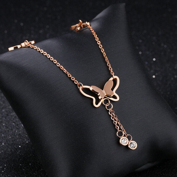 Picture of Trendy Rose Golden Butterfly Stone Payel Nupur Anklet for Women New Fashion - Anklet for Girls Simple Stylish