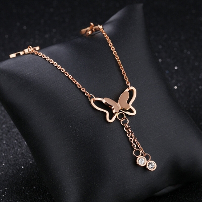 Picture of Trendy Rose Golden Butterfly Stone Payel Nupur Anklet for Women New Fashion - Anklet for Girls Simple Stylish