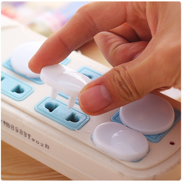 Picture of 10 Pcs Child Safety Protection Socket Plug Protector Baby Electric Shock Protection Power Supply Cover Anti-Electric White 3 pin 10 Pcs
