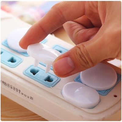 Picture of 10 Pcs Child Safety Protection Socket Plug Protector Baby Electric Shock Protection Power Supply Cover Anti-Electric White 3 pin 10 Pcs