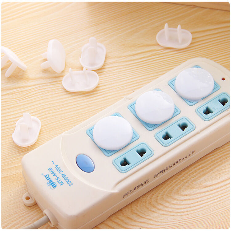 Picture of 10 Pcs Child Safety Protection Socket Plug Protector Baby Electric Shock Protection Power Supply Cover Anti-Electric White 3 pin 10 Pcs