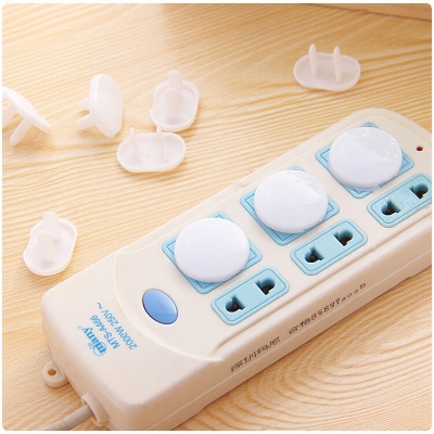 Picture of 10 Pcs Child Safety Protection Socket Plug Protector Baby Electric Shock Protection Power Supply Cover Anti-Electric White 3 pin 10 Pcs