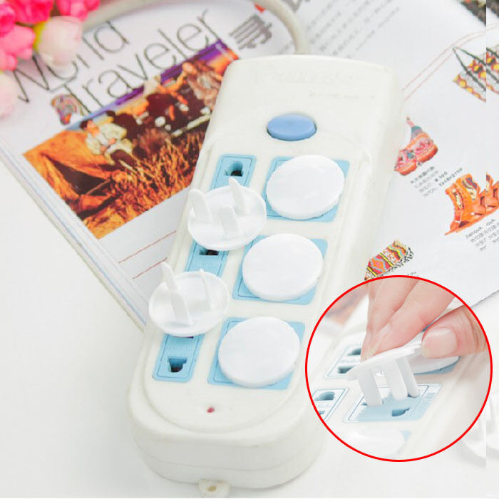 Picture of 10 Pcs Child Safety Protection Socket Plug Protector Baby Electric Shock Protection Power Supply Cover Anti-Electric White 3 pin 10 Pcs