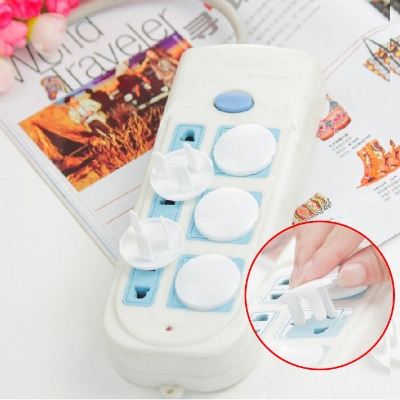 Picture of 10 Pcs Child Safety Protection Socket Plug Protector Baby Electric Shock Protection Power Supply Cover Anti-Electric White 3 pin 10 Pcs