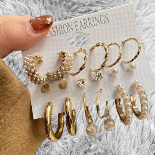 Picture of 1 set 9 Pairs Big Earring for Women and Girls