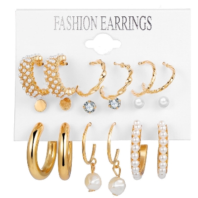 Picture of 1 set 9 Pairs Big Earring for Women and Girls