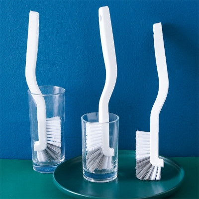 Picture of 1 Pcs Long Handle Cup Brush Stainless Steel Water Cup Nylon Cleaning Brush Multi-function cleaning brush Mini Edge Corner Plastic Brush Pots Pans Cups Toilets