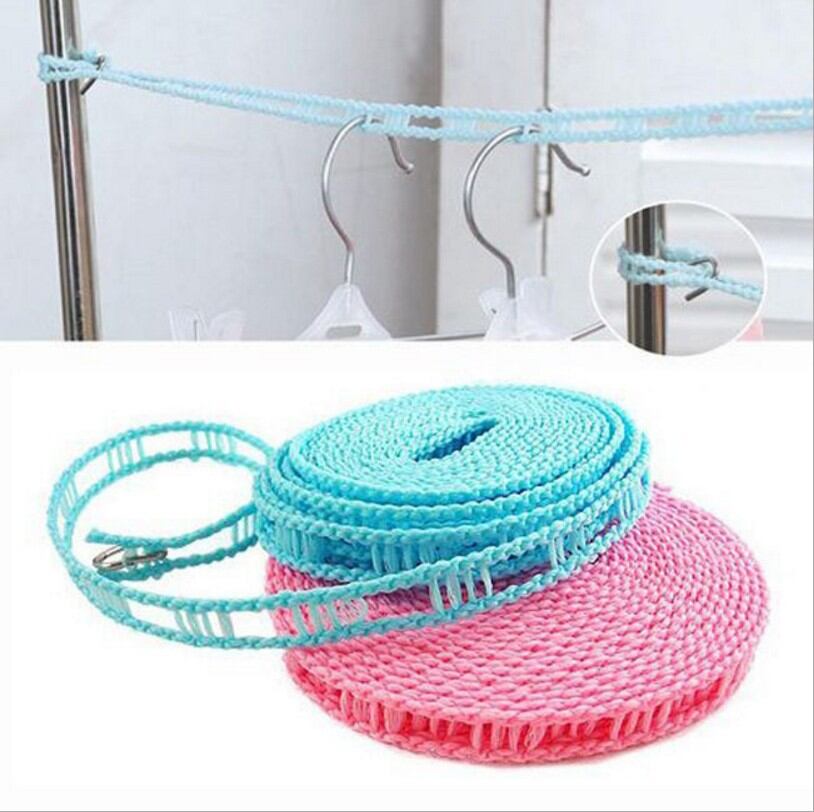 Picture of 5 Meter (16 Feet ) Strength Nylon Non-slip Drying Rack Rope Clothesline Outdoor Windproof Adjustable  With Hook Clothesline