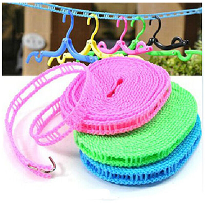 Picture of 5 Meter (16 Feet ) Strength Nylon Non-slip Drying Rack Rope Clothesline Outdoor Windproof Adjustable  With Hook Clothesline