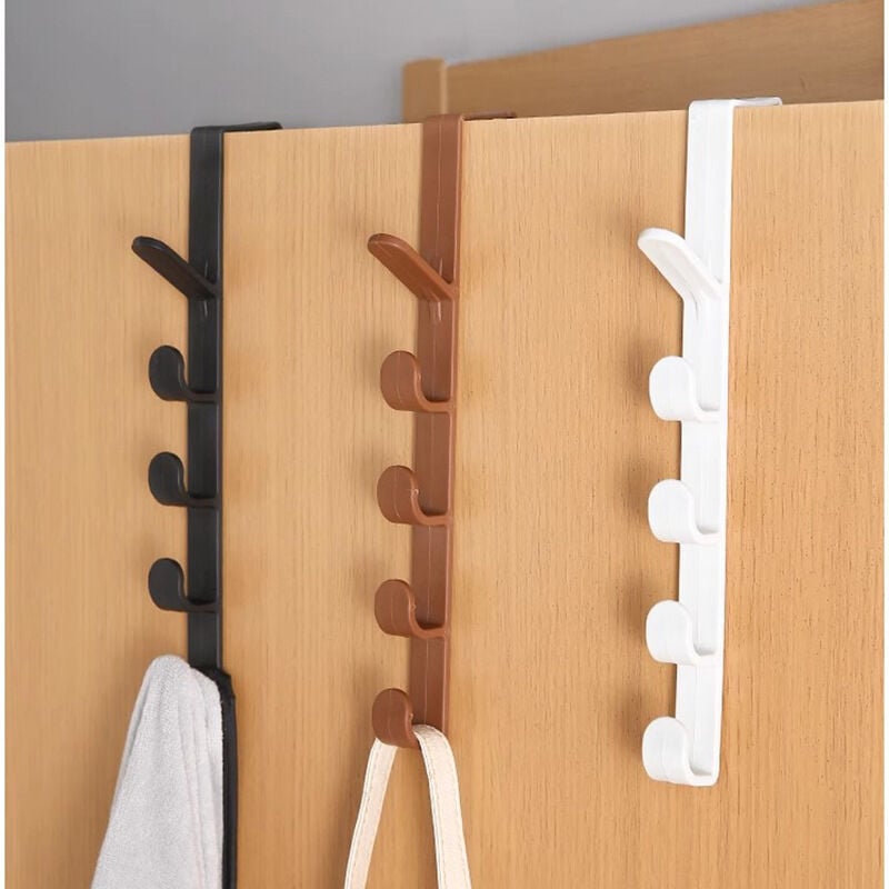 Picture of 1 Pcs 5 Layers Over The Door Hook Organizer Rack Hanger Bedroom Door Clothes Hanging Door Hanger Handbag Towel Hook