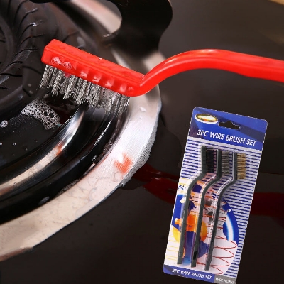 Picture of 3 Pcs Set Stove cleaning brush 7 inch mini kitchen cleaning brush Mini Stainless Steel Wire Brush for Cleaning Welding Slag Rust Bristle Scratch Brush