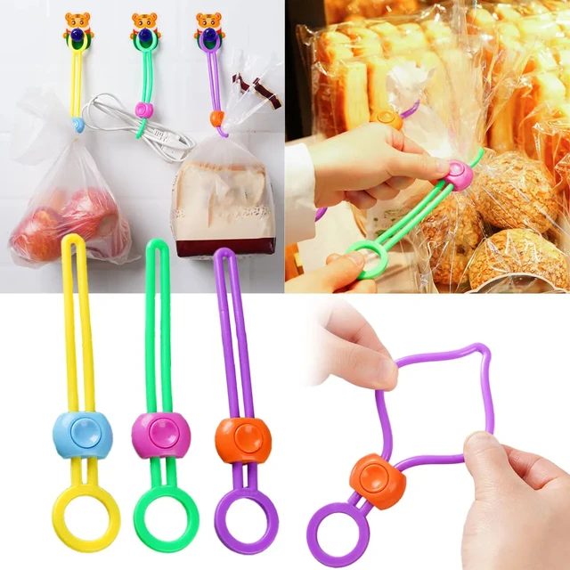 Picture of 5 Pcs Snack Bag Sealing Strap, Food Bag Clips, Multi-Purpose Sealer hanging Clip protect Food closer