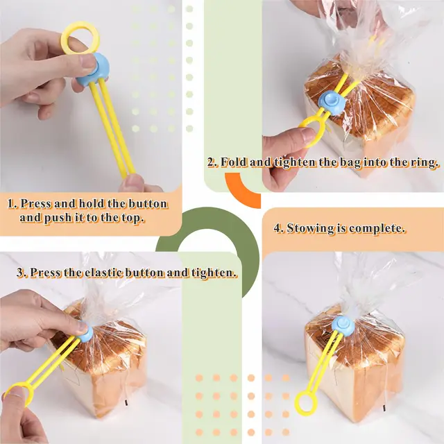 Picture of 5 Pcs Snack Bag Sealing Strap, Food Bag Clips, Multi-Purpose Sealer hanging Clip protect Food closer