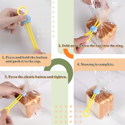 Picture of 5 Pcs Snack Bag Sealing Strap, Food Bag Clips, Multi-Purpose Sealer hanging Clip protect Food closer