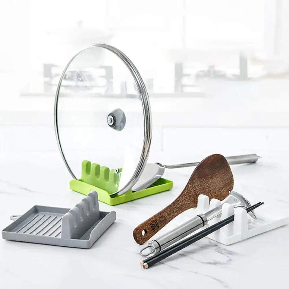 Picture of Kitchen Spoon Holders Pot Lid Rack Pot Lid Cooking Tool Tableware Storage Rack Chopsticks Holder Non-slip Spoons Pad Kitchen Utensil