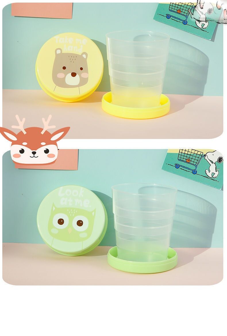 Picture of 1 Pcs cute Outdoor Portable Foldable Water cup Mouthwash Retractable Environmentally friendly Cartoon Travel  Cup
