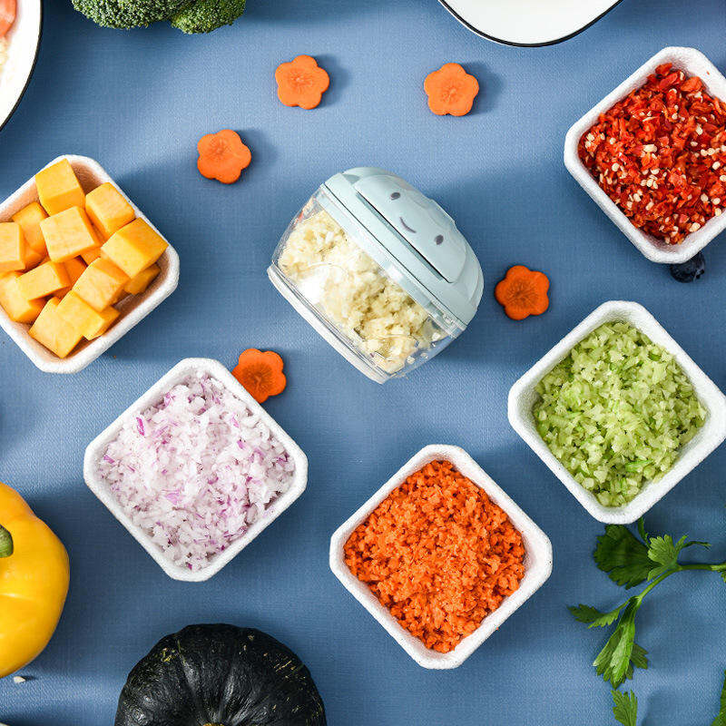 Picture of Manual Mini Handy Plastic  Vegetable Chopper Handy Quick Cutter For Kitchen, 3 Blade Stainless Steel, Pull String - 350Ml
