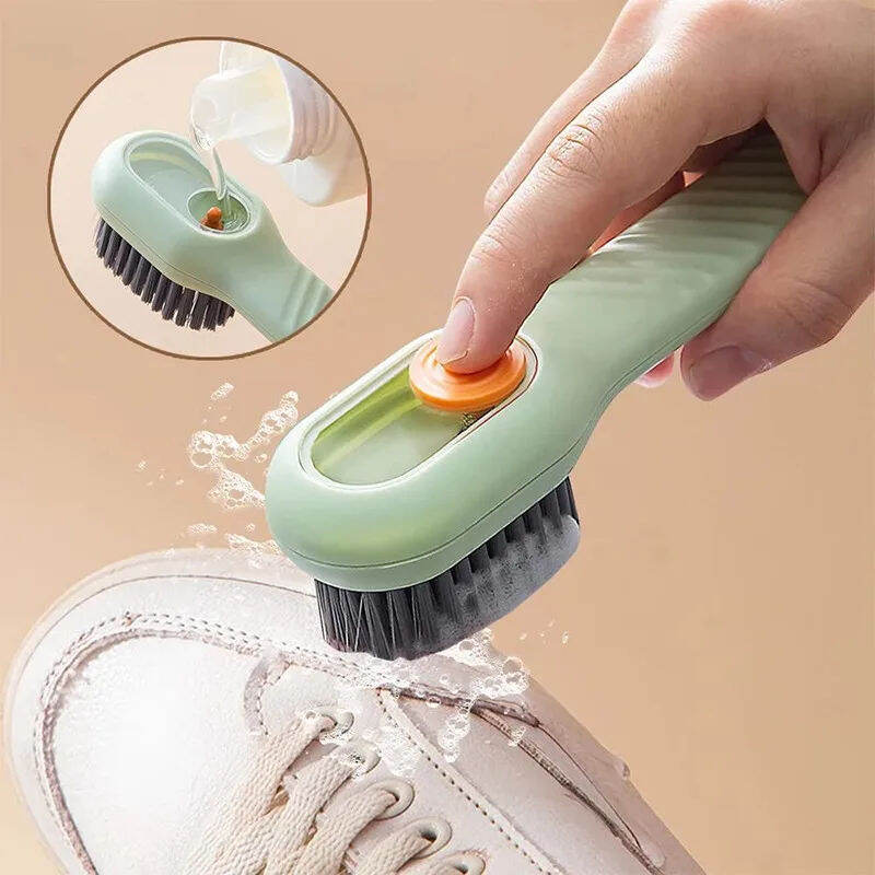 Picture of Multifunctional Shoe Brush Automatic Liquid Discharge Smooth Handle OEM Soft-Bristled Laundry Clothing Soap Dispensing Brush