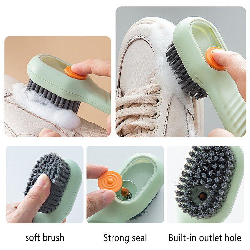 Picture of Multifunctional Shoe Brush Automatic Liquid Discharge Smooth Handle OEM Soft-Bristled Laundry Clothing Soap Dispensing Brush