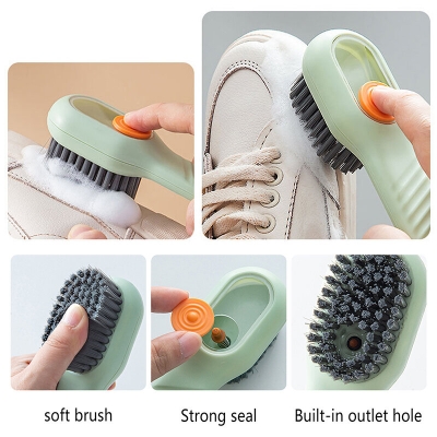 Picture of Multifunctional Shoe Brush Automatic Liquid Discharge Smooth Handle OEM Soft-Bristled Laundry Clothing Soap Dispensing Brush