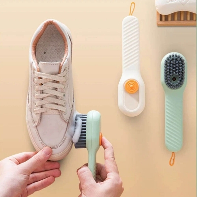 Picture of Multifunctional Shoe Brush Automatic Liquid Discharge Smooth Handle OEM Soft-Bristled Laundry Clothing Soap Dispensing Brush