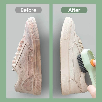 Picture of Multifunctional Shoe Brush Automatic Liquid Discharge Smooth Handle OEM Soft-Bristled Laundry Clothing Soap Dispensing Brush