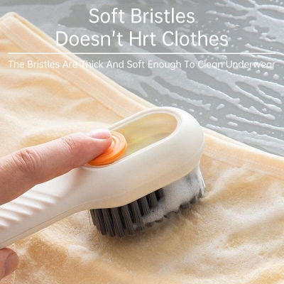 Picture of Multifunctional Shoe Brush Automatic Liquid Discharge Smooth Handle OEM Soft-Bristled Laundry Clothing Soap Dispensing Brush