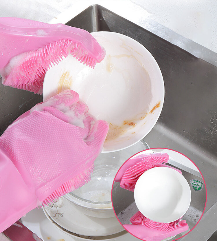 Picture of Magic cleaning kitchen household dishwashers Waterproof cleaning household Silicon Dishwashing Gloves