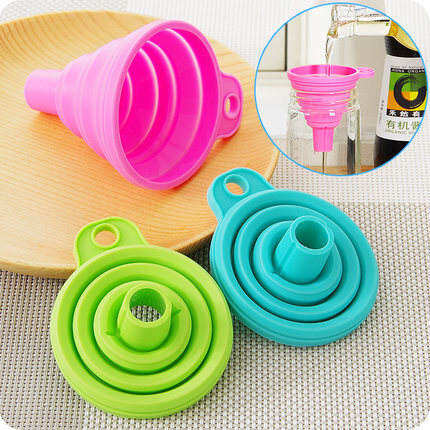 Picture of 3 Pcs set  Silicone funnel Mini telescopic folding funnel Pour oil  funnel