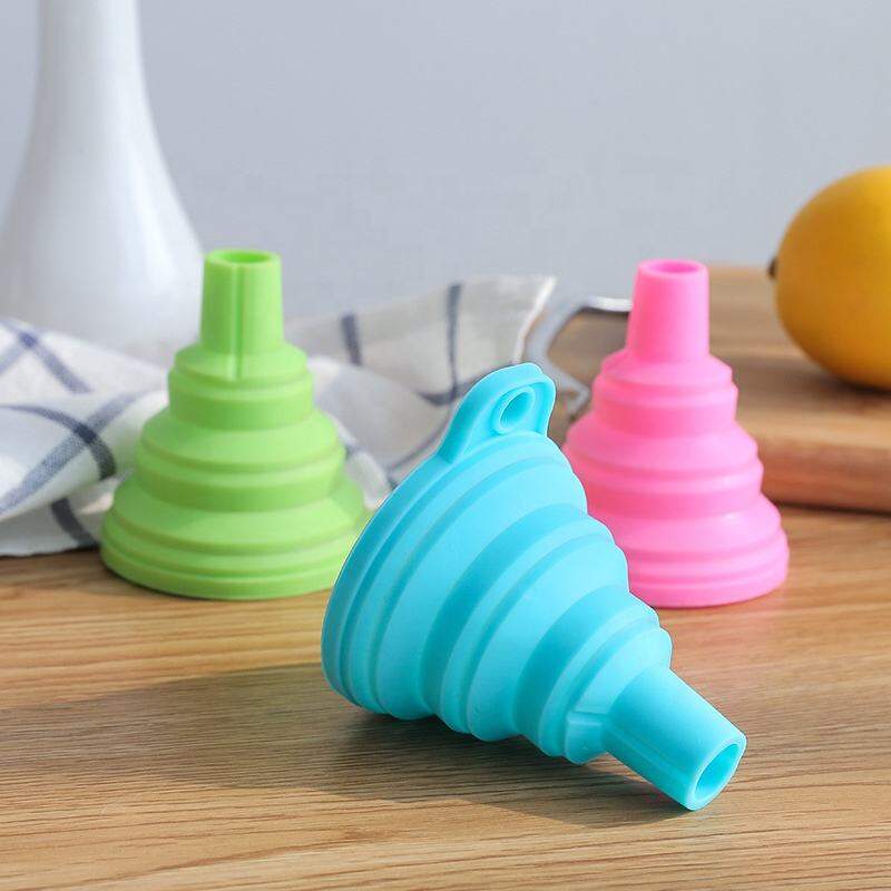 Picture of 3 Pcs set  Silicone funnel Mini telescopic folding funnel Pour oil  funnel