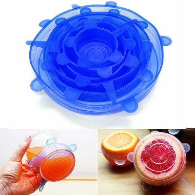 Picture of 6 Pcs Set Food Grade Silicone Food silicone stretch lids Wrap Cover Reusable Cling Film Universal Silicone Lids For Bowl Reusable