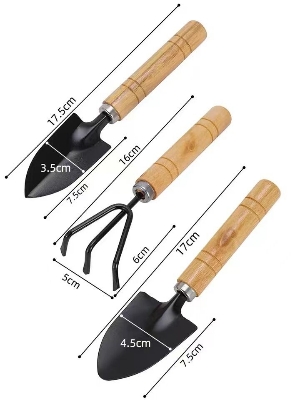 Picture of 3Pcs Set Gardening Tools – Small Shovel, Rake, and Potting Supplies for Flowers, Vegetables, and Succulents