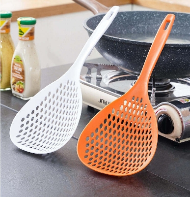Picture of Large Scoop Colander Strainer, Skimmer Slotted Spoon Thermoplastic Cooking Utensils for Kitchen Baking Heat
