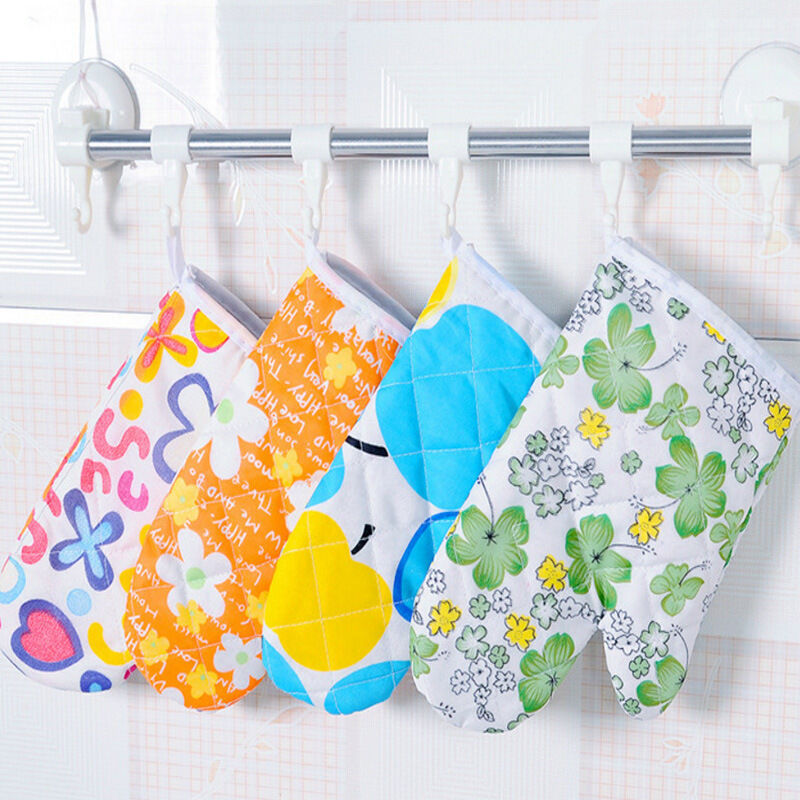 Picture of 1 Pair Colorful Stock Oven Mitts or BBQ Gloves Lovely Kitchen Light Thin Oven Gloves Heat Resistant