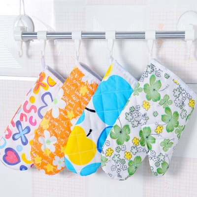 Picture of 1 Pair Colorful Stock Oven Mitts or BBQ Gloves Lovely Kitchen Light Thin Oven Gloves Heat Resistant