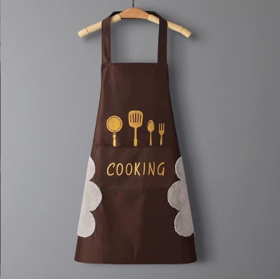 Picture of Women Kitchen Cooking Aprons With Hand Wipe Big Pockets Waterproof Chef Aprons Waterproof Kitchen Aprons