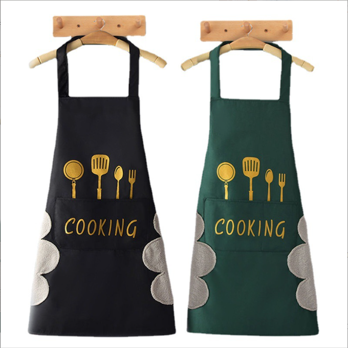Picture of Women Kitchen Cooking Aprons With Hand Wipe Big Pockets Waterproof Chef Aprons Waterproof Kitchen Aprons