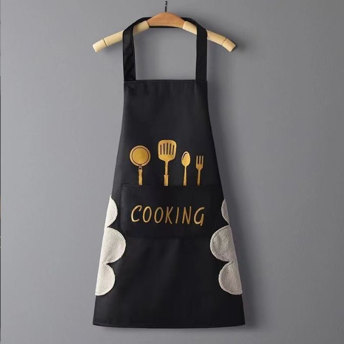 Picture of Women Kitchen Cooking Aprons With Hand Wipe Big Pockets Waterproof Chef Aprons Waterproof Kitchen Aprons