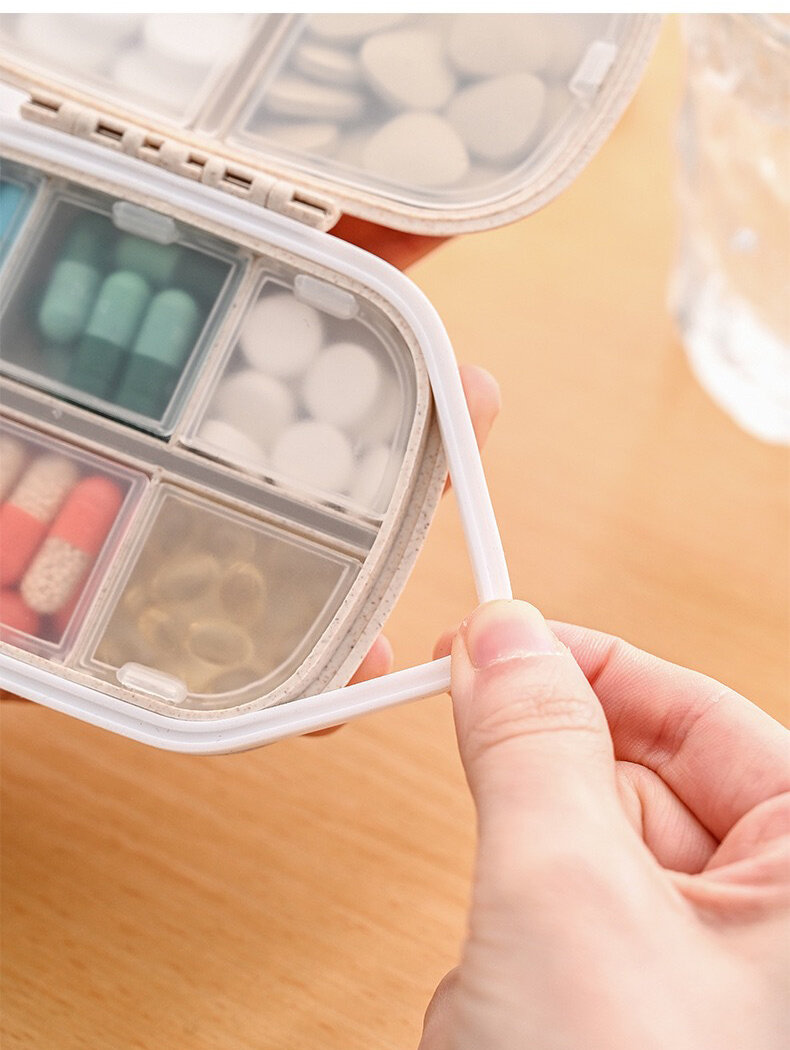 Picture of Travel Pill Organizer 8 Compartments Travel Medicine Box Portable Folding Small Pill Case Daily Pill Container