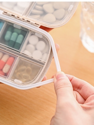 Picture of Travel Pill Organizer 8 Compartments Travel Medicine Box Portable Folding Small Pill Case Daily Pill Container