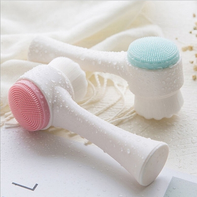 Picture of 1 Pcs Double-Sided Soft Silicone Facial Cleanser Brush Home Use Facial Cleaner Cleansing Brush Skin Care Tool