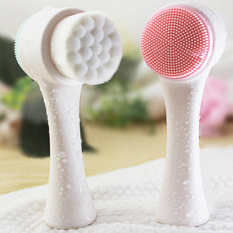 Picture of 1 Pcs Double-Sided Soft Silicone Facial Cleanser Brush Home Use Facial Cleaner Cleansing Brush Skin Care Tool