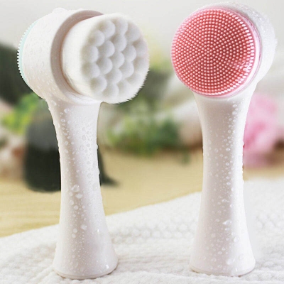 Picture of 1 Pcs Double-Sided Soft Silicone Facial Cleanser Brush Home Use Facial Cleaner Cleansing Brush Skin Care Tool