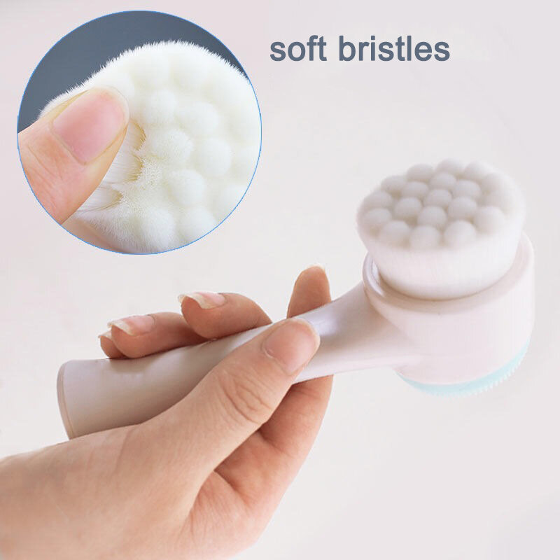 Picture of 1 Pcs Double-Sided Soft Silicone Facial Cleanser Brush Home Use Facial Cleaner Cleansing Brush Skin Care Tool