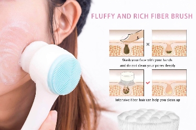 Picture of 1 Pcs Double-Sided Soft Silicone Facial Cleanser Brush Home Use Facial Cleaner Cleansing Brush Skin Care Tool