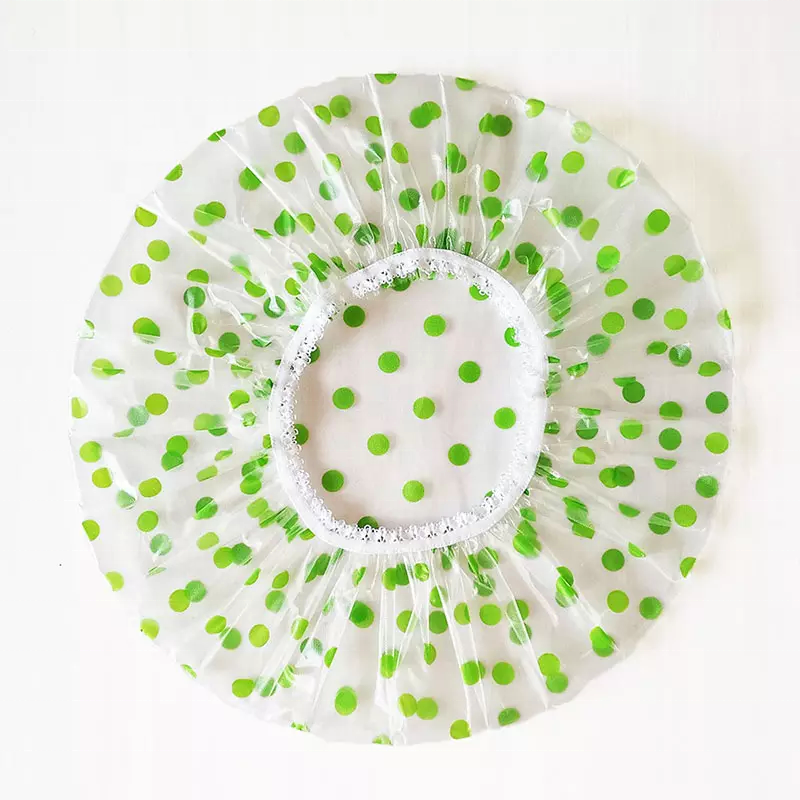 Picture of 1 Pcs Reusable Elastic Shower hat 1Pc Fashion Waterproof Thicken Wave Point Shower Cap Reusable Hair Salon Elastic