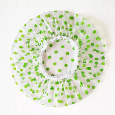 Picture of 1 Pcs Reusable Elastic Shower hat 1Pc Fashion Waterproof Thicken Wave Point Shower Cap Reusable Hair Salon Elastic